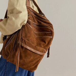 FREE PEOPLE We The Free Bexley Suede Backpack In Tan NWT
